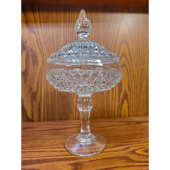 Indiana Glass Diamond Point Pedestal Compote - Picture 1 of 6